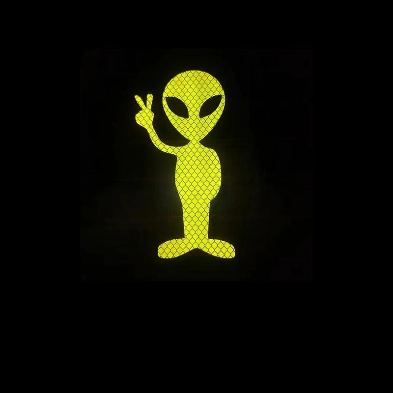 Reflective Alien Peace Car Sticker 15 x 9 cm fluorescent-green by HitMyNeed