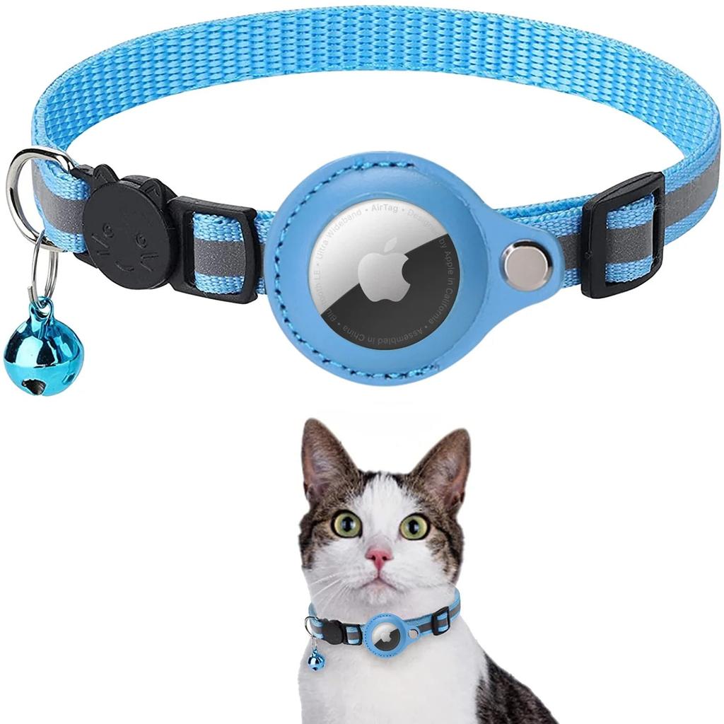 Reflective Cat & Dog Collar with AirTag Holder blue by HitMyNeed