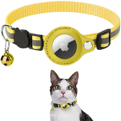 Reflective Cat & Dog Collar with AirTag Holder yellow by HitMyNeed