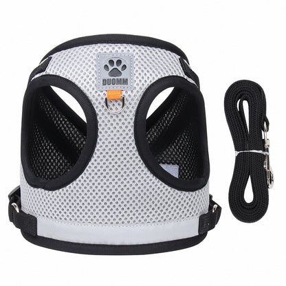 Reflective Dog Harness and Leash Set for Small Pets 2-layers-gray xl by HitMyNeed
