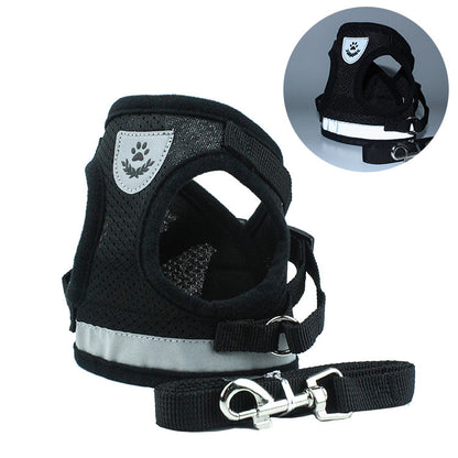 Reflective Dog Harness and Leash Set for Small Pets black xl by HitMyNeed