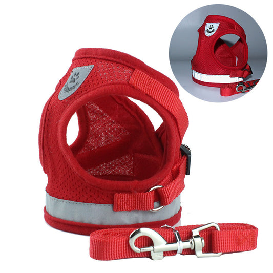 Reflective Dog Harness and Leash Set for Small Pets red l by HitMyNeed