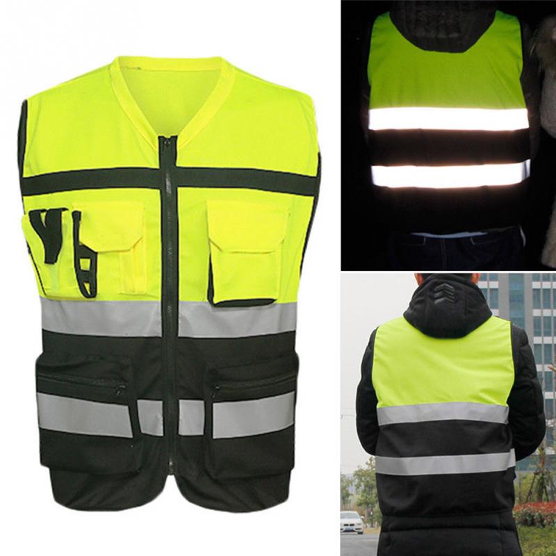 Reflective Safety Vest with Pockets and Zipper by HitMyNeed