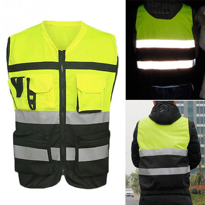 Reflective Safety Vest with Pockets and Zipper by HitMyNeed