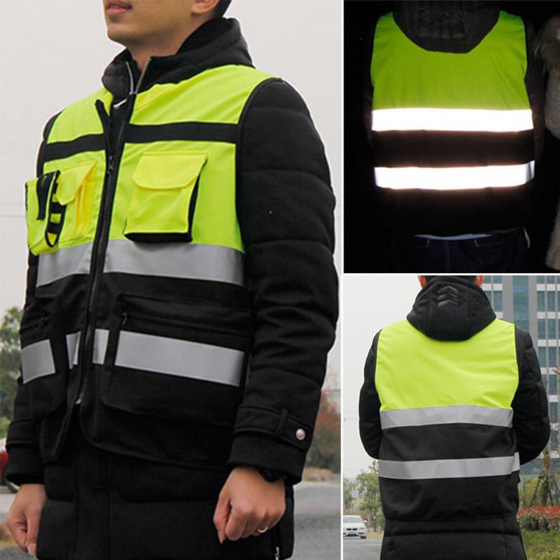 Reflective Safety Vest with Pockets and Zipper by HitMyNeed