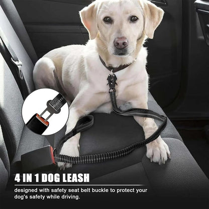 Reflective Shock-Absorbing Tactical Dog Leash with Seatbelt by HitMyNeed