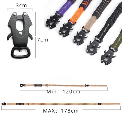 Reflective Shock-Absorbing Tactical Dog Leash with Seatbelt by HitMyNeed