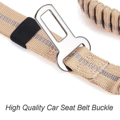 Reflective Shock-Absorbing Tactical Dog Leash with Seatbelt by HitMyNeed