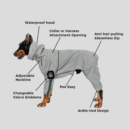 Reflective Waterproof Dog Jumpsuit Raincoat by HitMyNeed