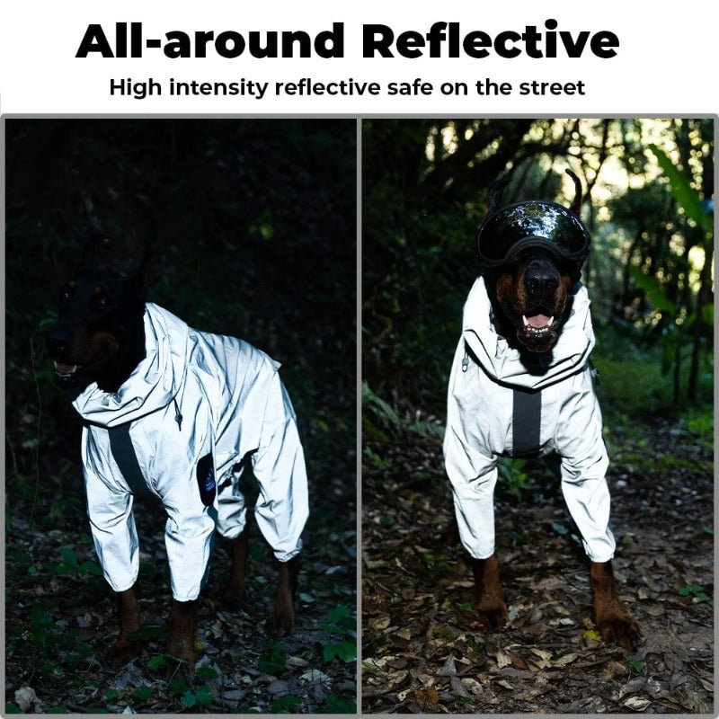 Reflective Waterproof Dog Jumpsuit Raincoat l by HitMyNeed