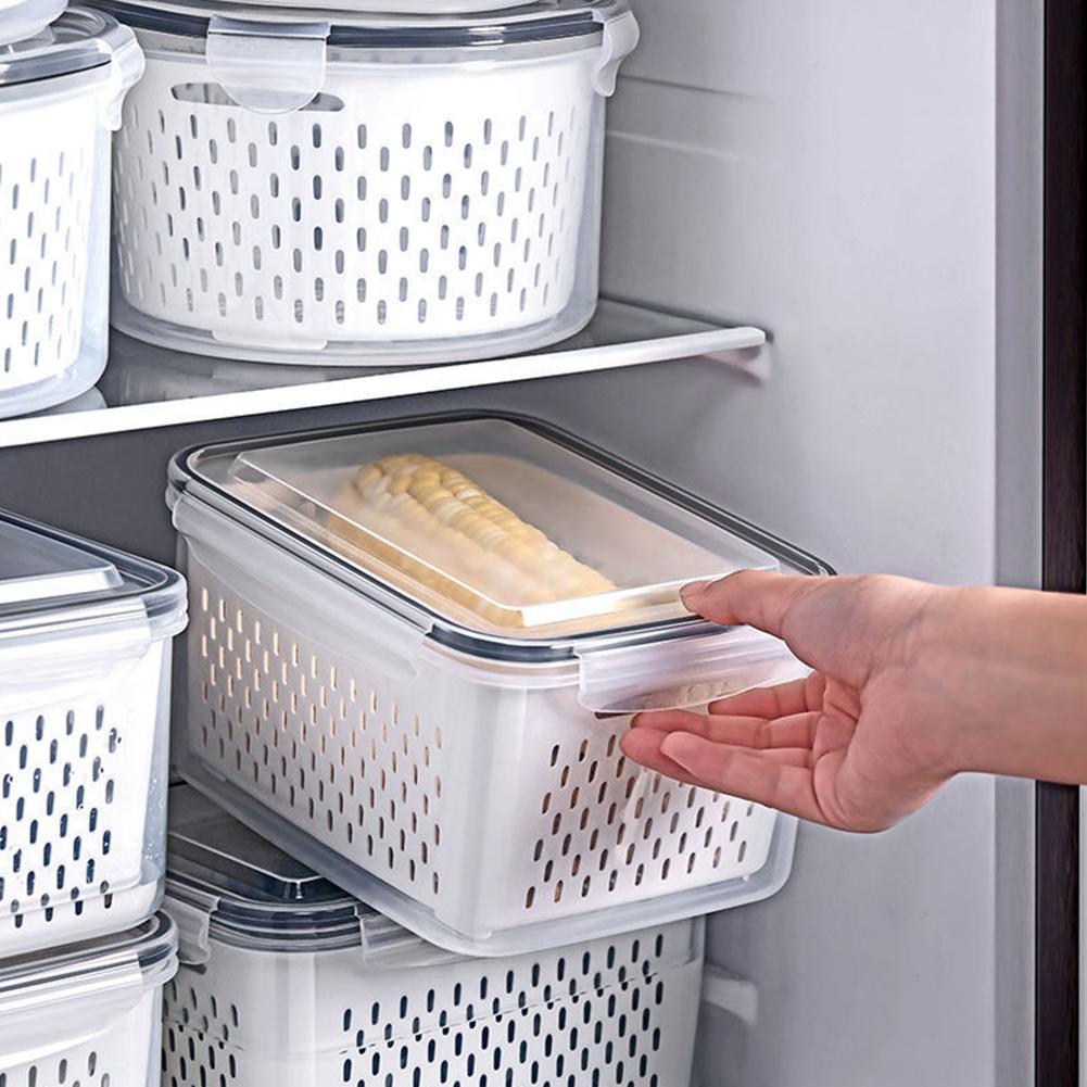 Refrigerator Storage Box with Drain Basket by HitMyNeed