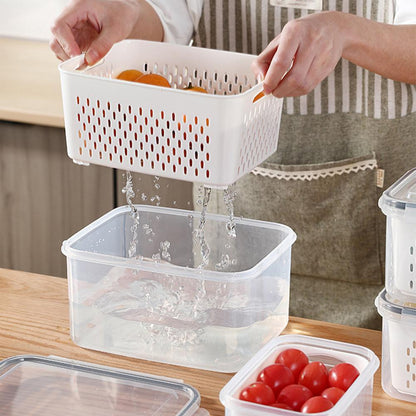 Refrigerator Storage Box with Drain Basket by HitMyNeed