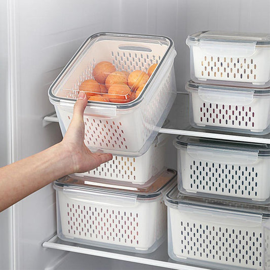 Refrigerator Storage Box with Drain Basket L - 3150ml by HitMyNeed
