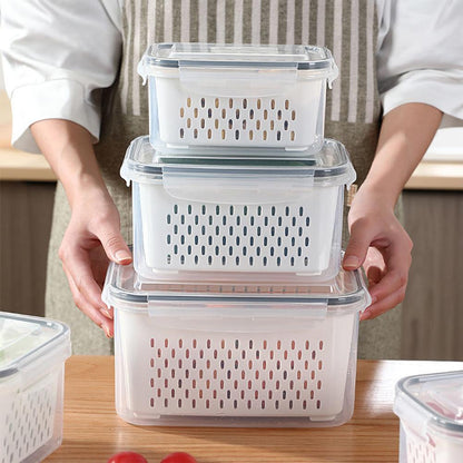 Refrigerator Storage Box with Drain Basket S - 800ml by HitMyNeed
