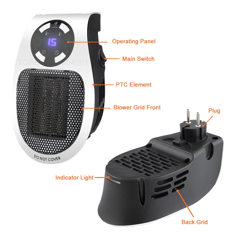 Remote Controlled Plug-In Fan Heater 500W by HitMyNeed