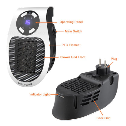 Remote Controlled Plug-In Fan Heater 500W by HitMyNeed