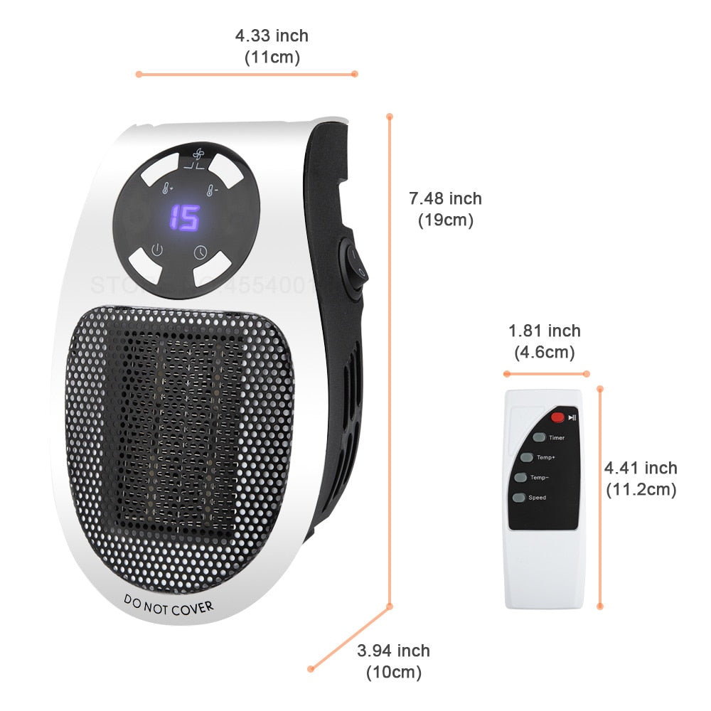 Remote Controlled Plug-In Fan Heater 500W by HitMyNeed