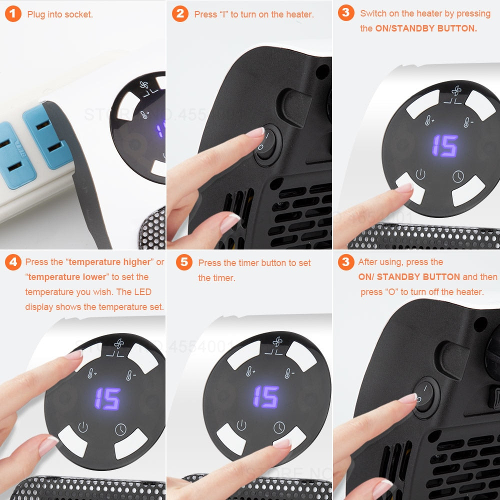 Remote Controlled Plug-In Fan Heater 500W by HitMyNeed