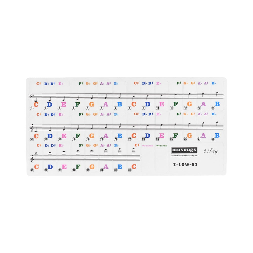 Removable Piano Key Stickers for 61-Key Keyboards by HitMyNeed
