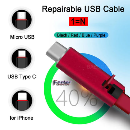 Repairable USB Charging Cable for iPhone & Type-C by HitMyNeed