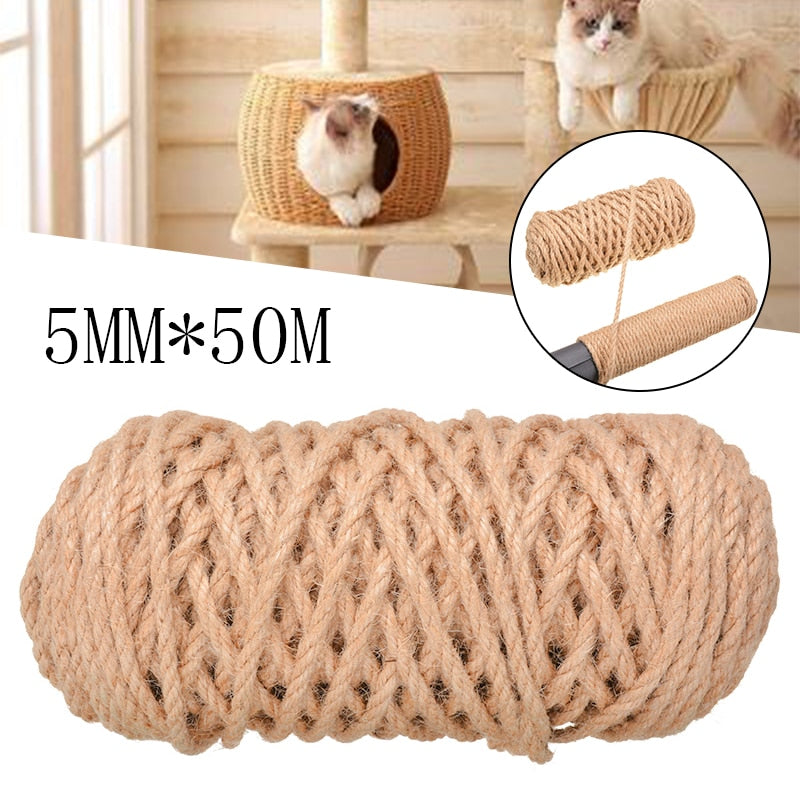 Replacement Sisal Rope 5mm x 50m for Cat Scratch Posts by HitMyNeed