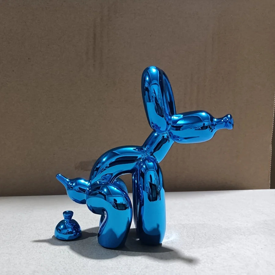 Resin Balloon Dog Poop Sculpture Modern Home Decor deep-blue 21cm-19cm-10cm by HitMyNeed