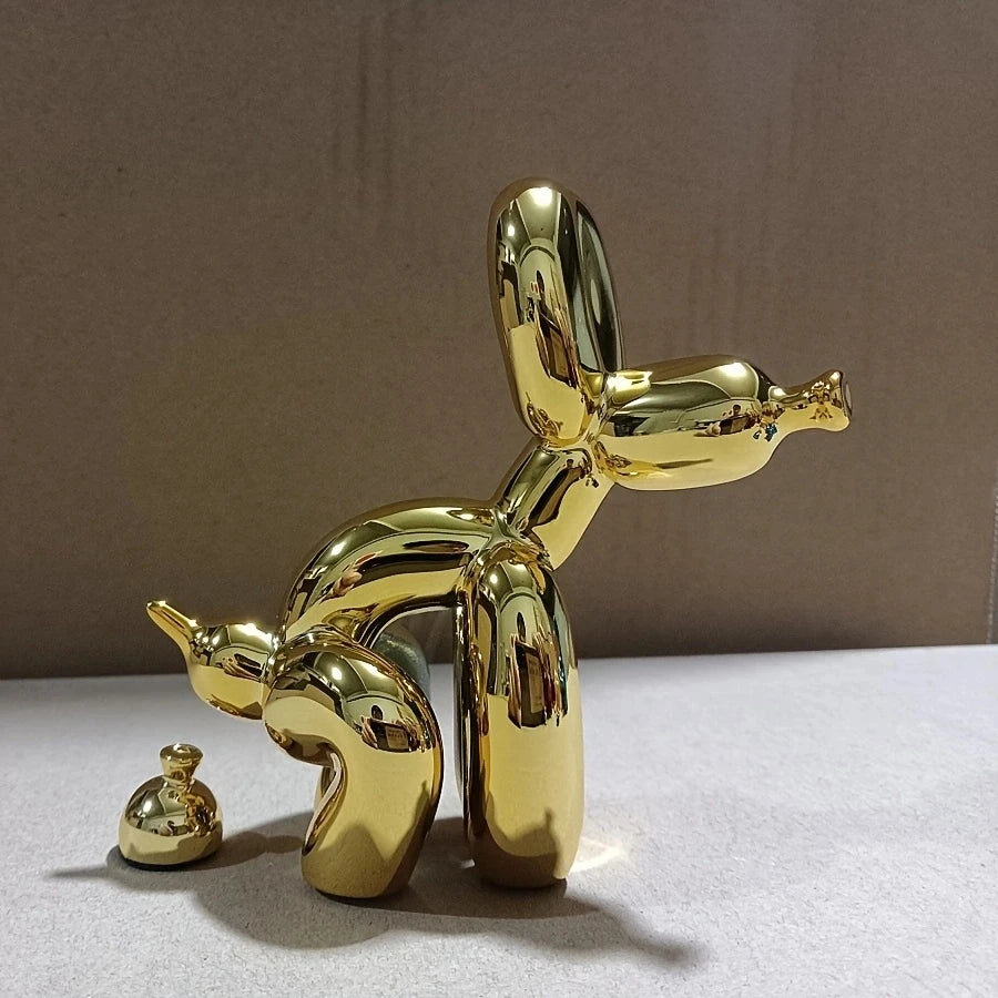 Resin Balloon Dog Poop Sculpture Modern Home Decor gold 10cm-10cm-4cm by HitMyNeed