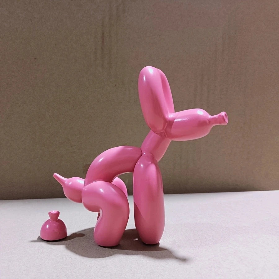 Resin Balloon Dog Poop Sculpture Modern Home Decor pink 21cm-19cm-10cm by HitMyNeed
