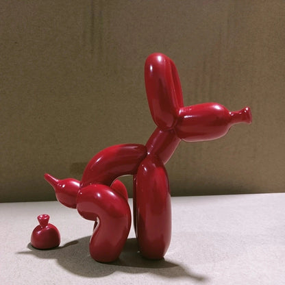 Resin Balloon Dog Poop Sculpture Modern Home Decor red 21cm-19cm-10cm by HitMyNeed