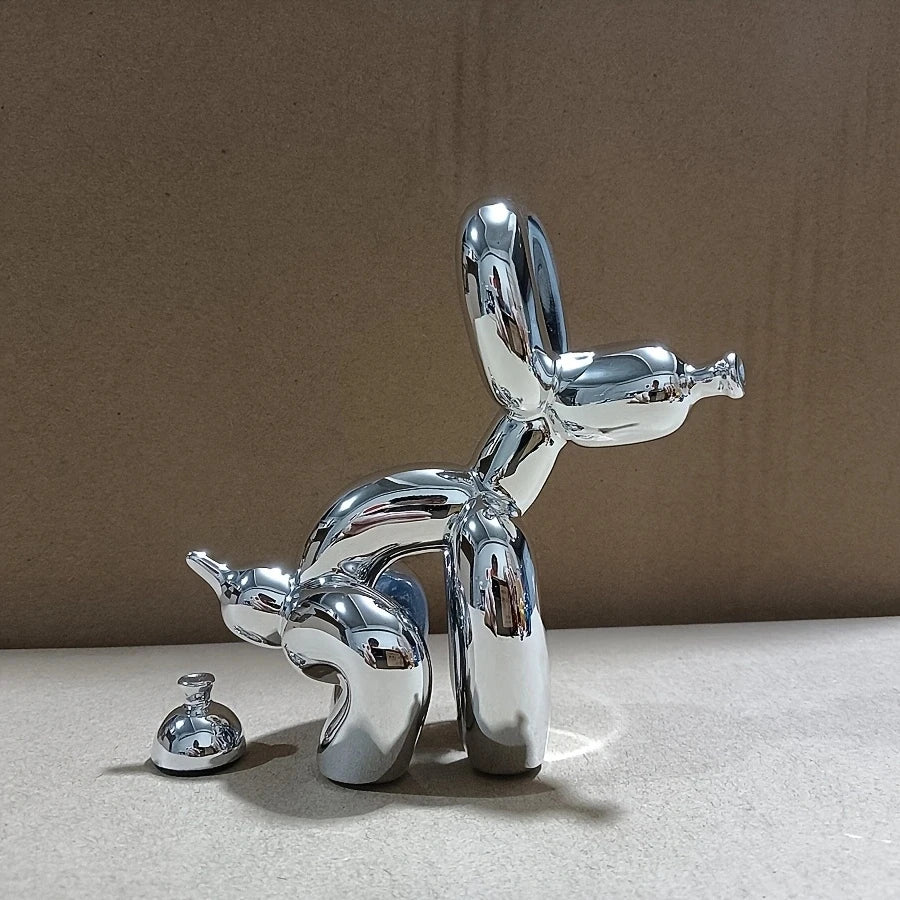 Resin Balloon Dog Poop Sculpture Modern Home Decor silver 21cm-19cm-10cm by HitMyNeed