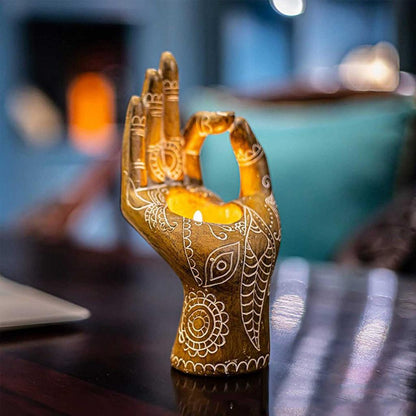 Resin Buddha Hand Tealight Candle Holder by HitMyNeed