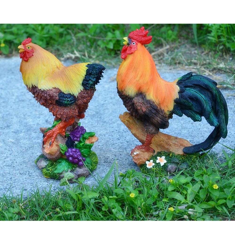 Resin Chicken Garden Ornaments Set (2 Pieces) by HitMyNeed