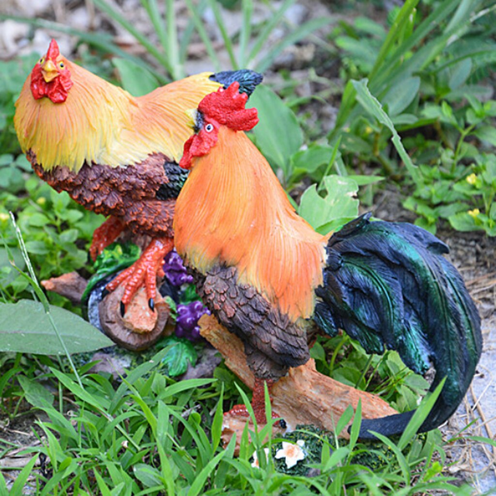 Resin Chicken Garden Ornaments Set (2 Pieces) by HitMyNeed