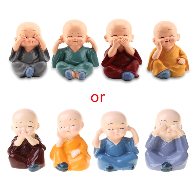 Resin Little Monk Statue Set of 4 by HitMyNeed