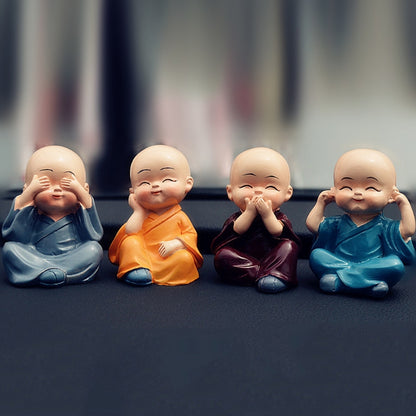 Resin Little Monk Statue Set of 4 by HitMyNeed
