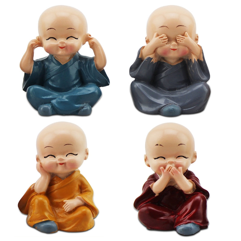 Resin Little Monk Statue Set of 4 by HitMyNeed