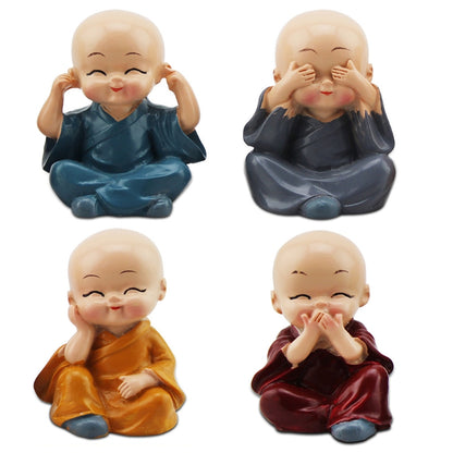 Resin Little Monk Statue Set of 4 by HitMyNeed