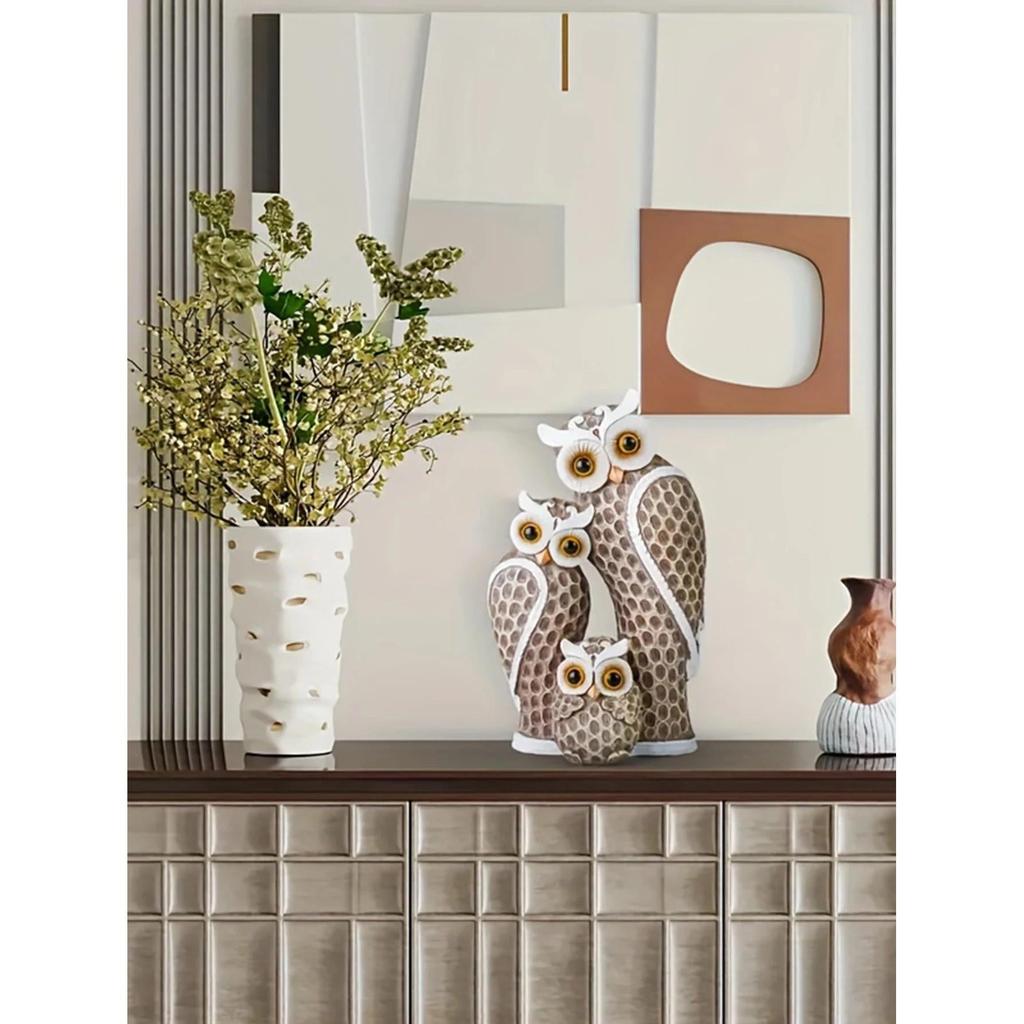 Resin Owl Family Figurine Home Decor by HitMyNeed