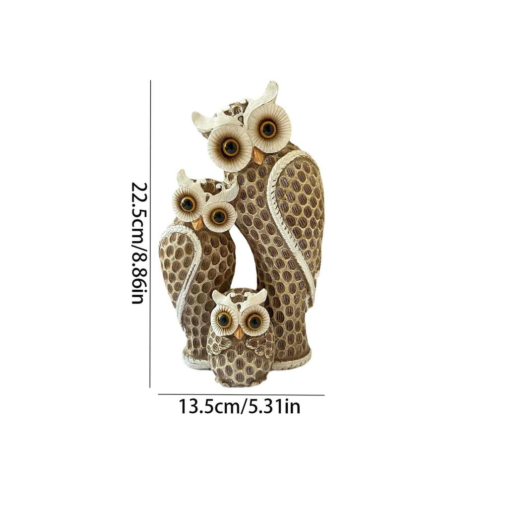 Resin Owl Family Figurine Home Decor by HitMyNeed