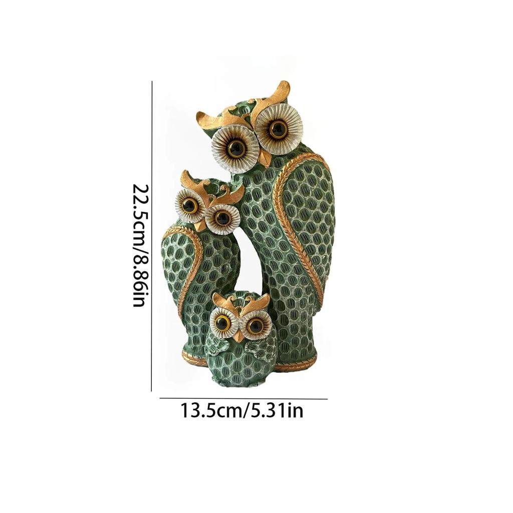 Resin Owl Family Figurine Home Decor by HitMyNeed