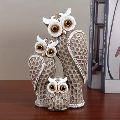 Resin Owl Family Figurine Home Decor hs-3zmty-0810 by HitMyNeed