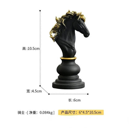 Resin Retro Chess Knight Figurine Home Decor black-knight-m by HitMyNeed