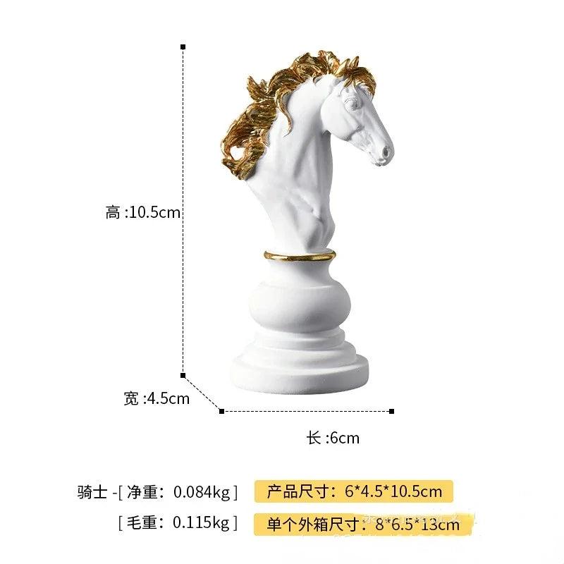Resin Retro Chess Knight Figurine Home Decor white-knight-m by HitMyNeed