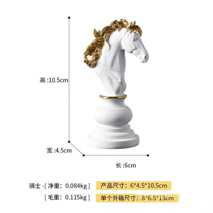 Resin Retro Chess Knight Figurine Home Decor white-knight-m by HitMyNeed