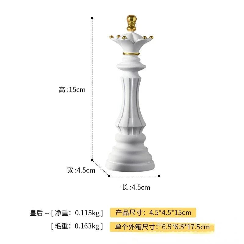 Resin Retro Chess Knight Figurine Home Decor white-queen-m by HitMyNeed