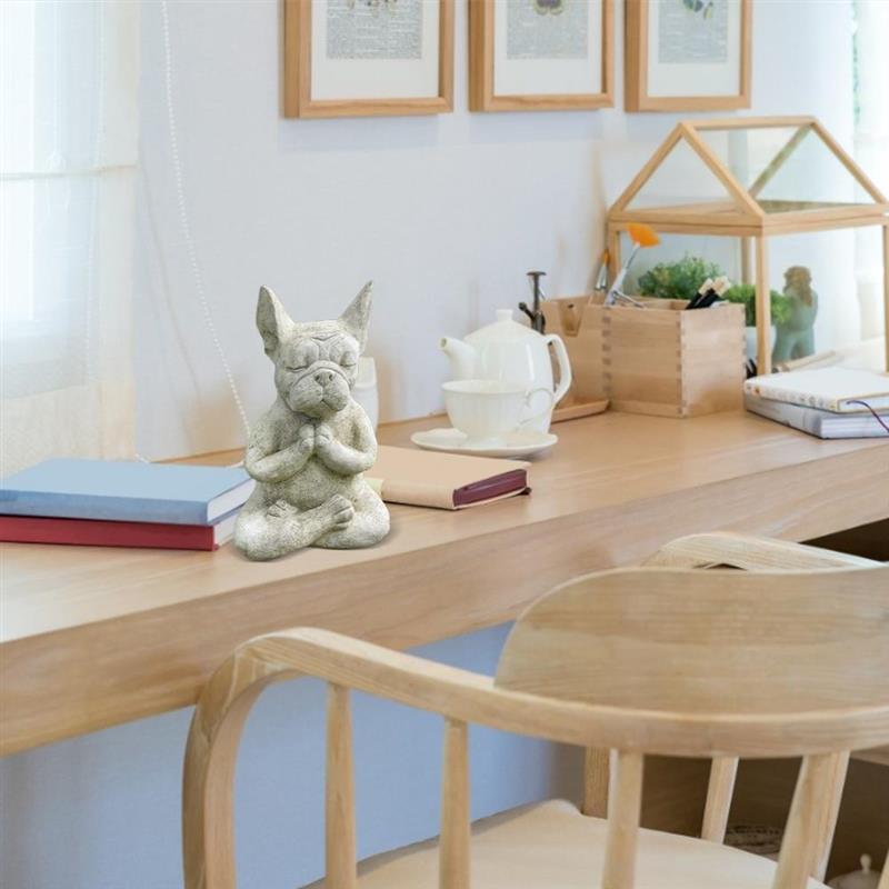 Resin Sitting Meditation Dog Statue Home Decor by HitMyNeed