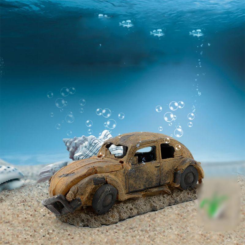 Resin Wrecked Car Aquarium Ornament 16cm by HitMyNeed