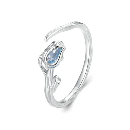 Resizable Sterling Silver Tulip Ring with Blue Spinel by HitMyNeed