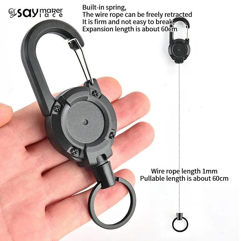 Retractable Anti-Loss Metal Keychain with Elastic Cord by HitMyNeed