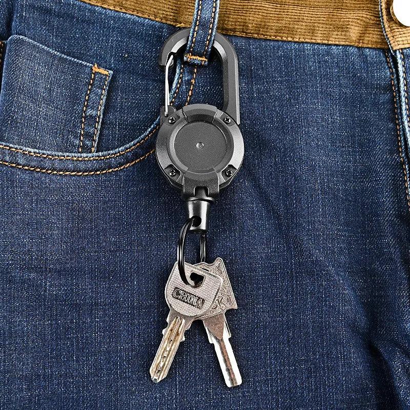Retractable Anti-Loss Metal Keychain with Elastic Cord by HitMyNeed